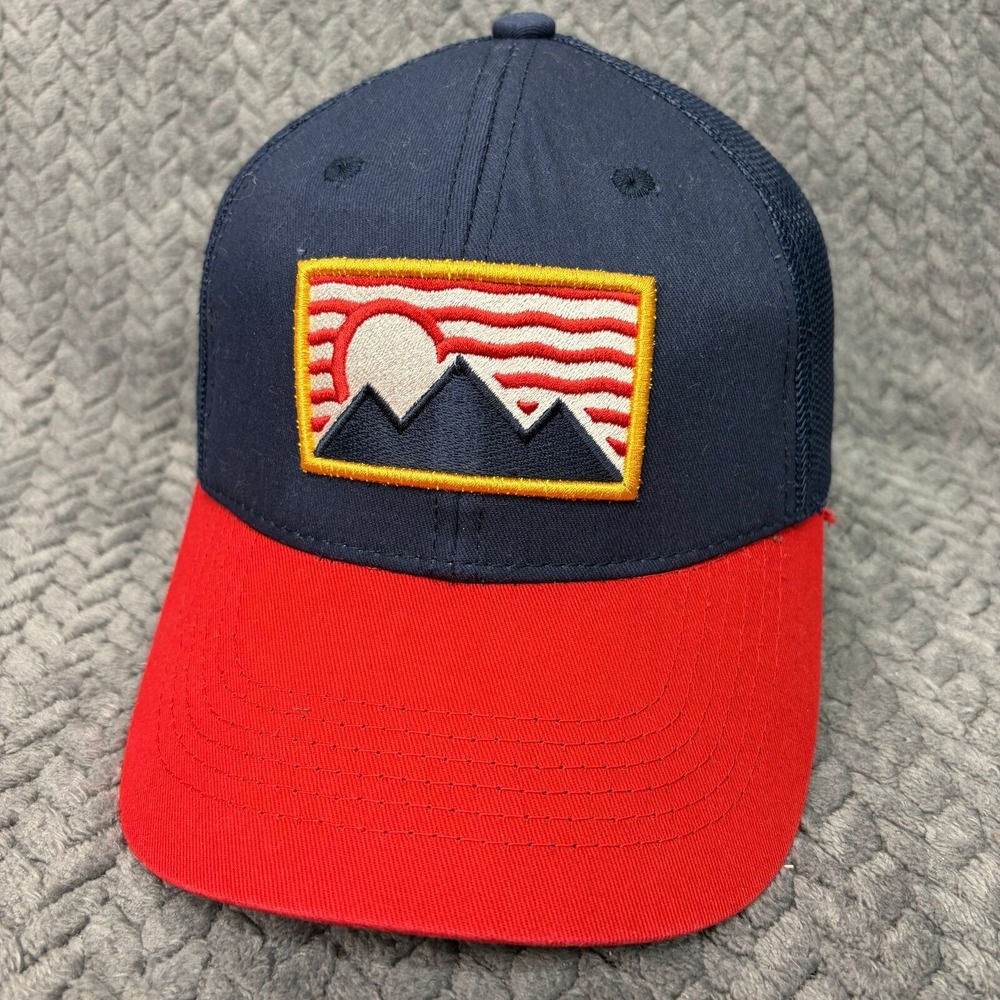 George Trucker Hat Mountain Patch Mens OS Navy Red Mesh Snapback